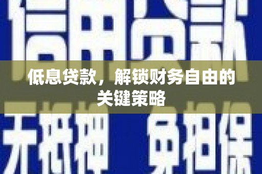 德保低息贷款，解锁财务自由的关键策略