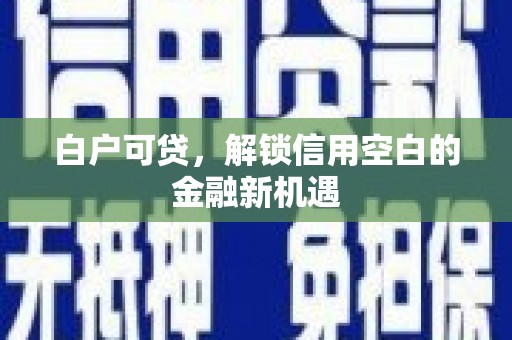 德保白户可贷，解锁信用空白的金融新机遇